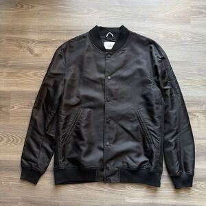 Reigning Champ Satin Bomber Jacket Black Men's XL